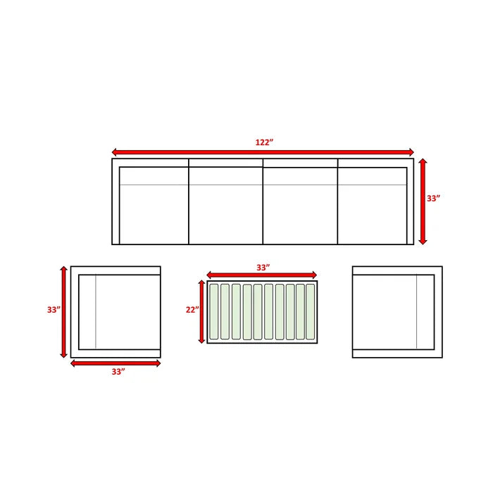 English Elm Fully Assembled 6-Person All-Weather Wicker Sectional Set With Cushions For Elegant Outdoor Relaxation B120S00016