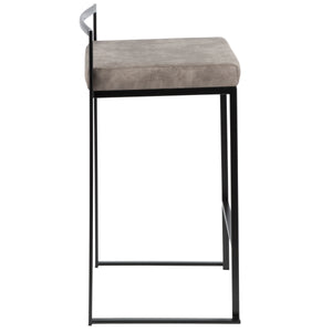 English Elm Fuji Stackable Counter Stools Set Of 2 - Stylish Black Frame & Stone Cowboy Fabric For Modern Homes B202P221921