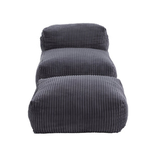 English Elm Big Corduroy Lounger Bean Bag with Ottoman Memory Foam Fill for Living Room Dark Gray W395P435355