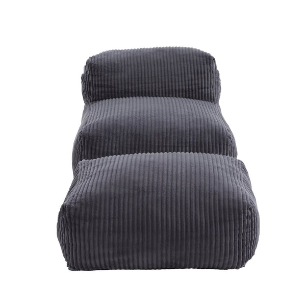 English Elm Big Corduroy Lounger Bean Bag with Ottoman Memory Foam Fill for Living Room Dark Gray W395P435355