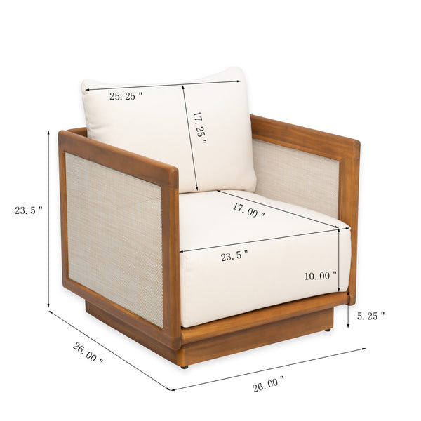 English Elm Christopher Knight Home® - Paola Acacia and Textilene Club Chair, Teak Beige — Weatherproof, UV-Resistant Outdoor Comfort, 400 lb Capacity N773P291349B