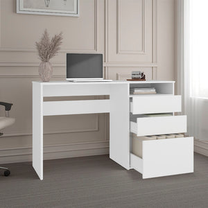 English Elm Kenai White Melamine Computer Desk with Three Drawers and Open Shelf for Home Office B097P474290