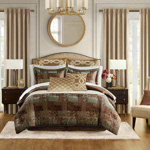 JLA Home Croscill Classics - 4 Jacquard Patchwork Comforter Set — Timeless ornamental motifs, warm deep tones, textured elegance and durability Brown CCL10-0015