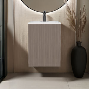 English Elm Colton Compact Free-Standing Bathroom Vanity 45cm Narrow Sink Cabinet with Hidden Door & Shelf Light Gray 28.74 L x 22.83 W x 4.33 H B200S00446