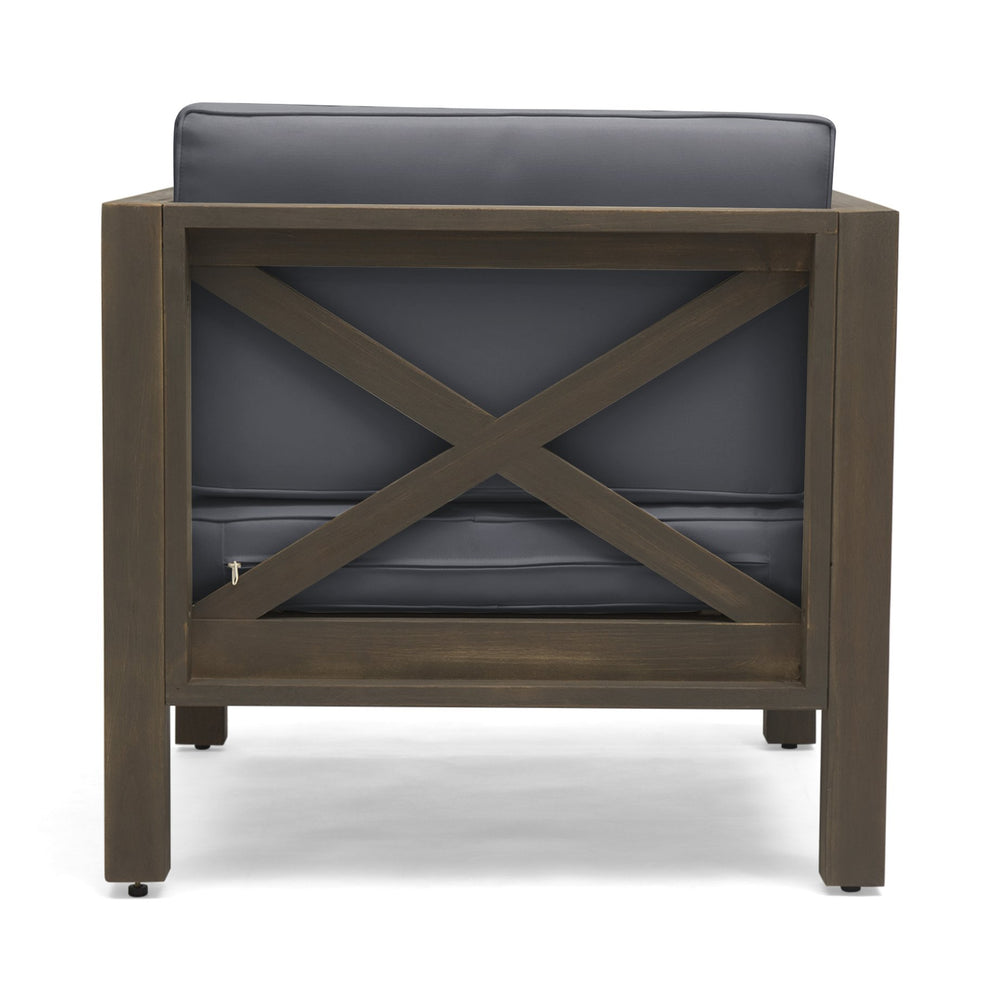 English Elm Christopher Knight Home® - Brava Club Chair - Stylish Acacia Wood Frame With Water-Resistant Cushions For Indoor & Outdoor Use 65545.00DGRY