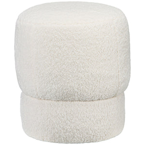 English Elm Homcom Cozy Modern Round Ottoman With Teddy Fleece Upholstery - Stylish Foot Stool For Living Spaces W2225P229299