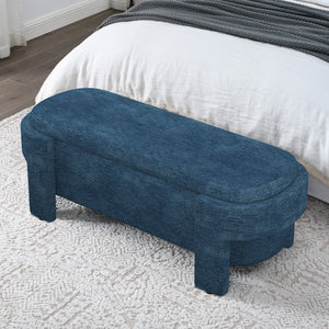 English Elm Linen Upholstered Storage Bench with High-Density Foam Seat, Spacious Hidden Compartment, 51.5" Dark Blue W487P271397