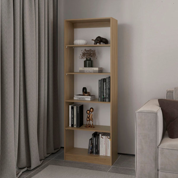 English Elm Verdi Bookcase Xs - Stylish 4-Shelf Storage Solution In Macadamia/White For Small Spaces B092P315585-GIGA