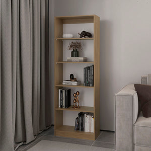 English Elm Verdi Bookcase stylish 4-shelf macadamia & white engineered wood — compact, durable storage solution B092P315585 B092P315585