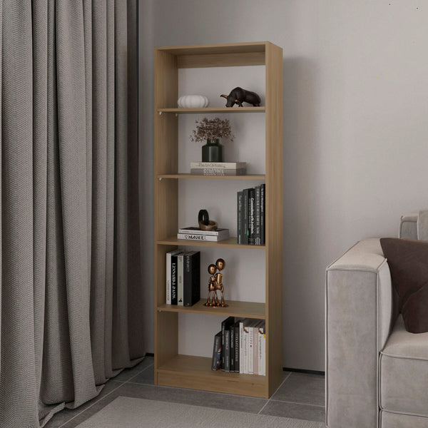 English Elm Verdi Bookcase stylish 4-shelf macadamia & white engineered wood — compact, durable storage solution B092P315585 B092P315585