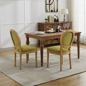 English Elm A&A French Style Solid Wood Dining Chair with Antique Paint, Linen Rattan Back, Plush Cushioning W1143P323333 W1143P323333