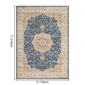 English Elm Premier Navy Traditional Area Rug Low Pile Living Room Entryway Floor Accent 5x7 B186P479374