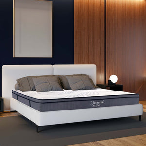 English Elm 14 Pocket Coil Hybrid Mattress 14 in. Full - Pressure-Relief Foam Layers, Breathable Knit Cover, Supportive डिजाइन Grey+White 79 L x 13 W x 13 H B011P203027
