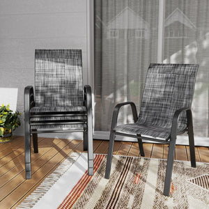 English Elm Outdoor Teslin Patio Chair Wide Ergonomic Seat Rust Proof Frame Commercial Grade Gray W3979P392984