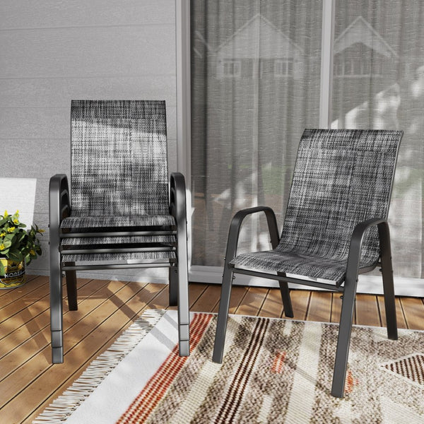 English Elm Outdoor Teslin Patio Chair Wide Ergonomic Seat Rust Proof Frame Commercial Grade Gray W3979P392984