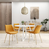 English Elm Avant 5-Piece Round Dining Set, Trestle Dining Table With 4 Side Chairs