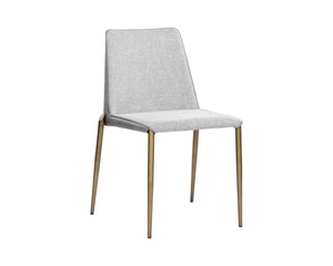 Sunpan Renee Stackable Dining Chair Set of 2 - Modern Minimalist Design with Antique Brass Legs for Urban Spaces Belfast Heather Grey / Bravo Metal