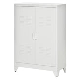 English Elm Homcom Industrial Storage Cabinet, Steel Garage Cabinet With Double Doors and Adjustable Shelves, White