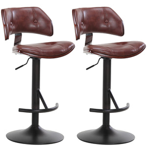 English Elm Adjustable Swivel Bar Stools Set Of 2 - Stylish Black With Solid Wood Backrest For Kitchen Comfort W2195P209880