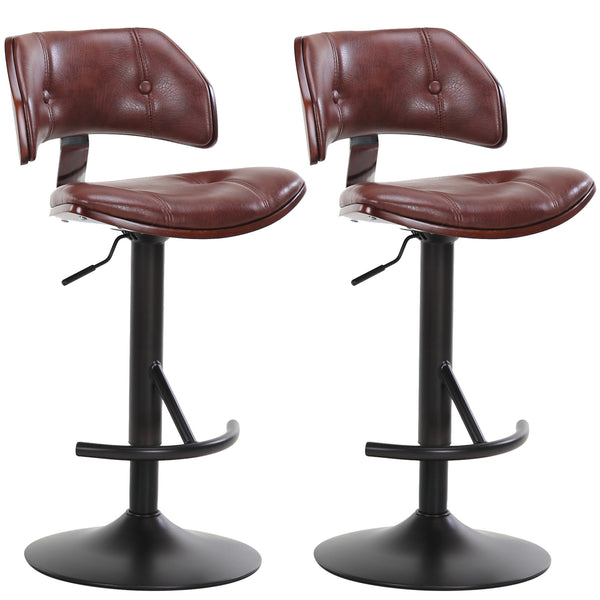 English Elm Adjustable Swivel Bar Stools Set Of 2 - Stylish Black With Solid Wood Backrest For Kitchen Comfort W2195P209880