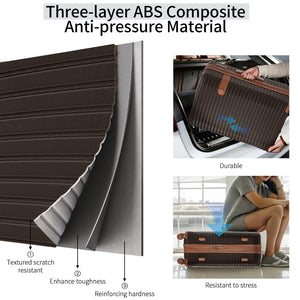 English Elm 4 Piece Abs Hard Shell Luggage Set with Spinner Wheels Tsa Lock and Packing Cubes Coffee PP313145AAZ