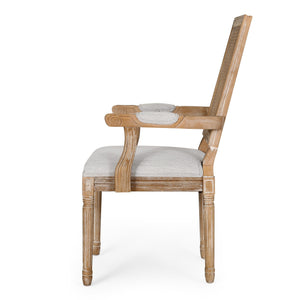 English Elm Christopher Knight Home® - DINING Chair with Cane Back and Upholstered Seat, French Country Weathered Rubberwood Accent LIGHT GREY 71240.00LGRYNTL