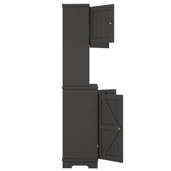 English Elm Coffee Bar Cabinet Dark Blue Farmhouse Buffet with Wine Cubbies, Stemware Rack, Drawers, Shelves & Prep Space Black W1580S00088