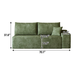 English Elm Y119-3L-WHITE Plush Corduroy Modular Sectional Sofa with Chaise, No Assembly, Luxe Cloud Comfort Green W2824P338981