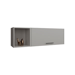 English Elm Wall Smokey Gray Shelf with Door and 3 Shelves for Bar or Living Space — Compact, Durable, Stylish Grey 37.8 L x 19.69 W x 5.91 H B097P250878