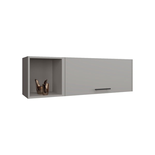 English Elm Wall Smokey Gray Shelf with Door and 3 Shelves for Bar or Living Space — Compact, Durable, Stylish Grey 37.8 L x 19.69 W x 5.91 H B097P250878
