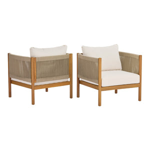 English Elm Outdoor Acacia Wood Club Chairs Set of 2 with Woven Rope Panels Resort Style N768P381012L_2
