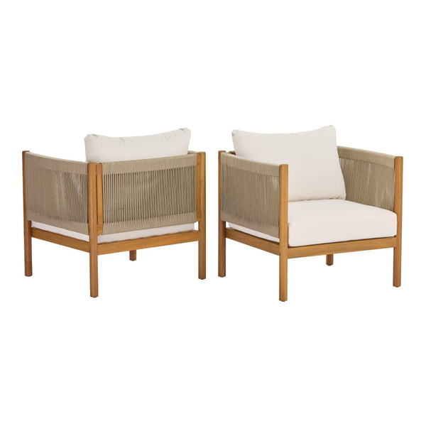 English Elm Outdoor Acacia Wood Club Chairs Set of 2 with Woven Rope Panels Resort Style N768P381012L_2