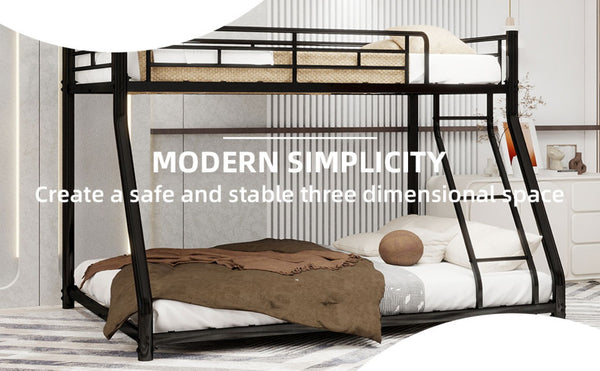 English Elm Twin Over Full Metal Bunk Bed - Heavy-Duty Frame With Guardrail, Usb Charging & Led Light For Teens W1935P279722-GIGA