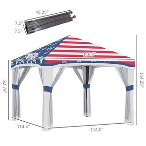 English Elm Height Adjustable 10x10 Pop up Canopy with Mesh Walls Steel Frame Uv Protection T3971P425581