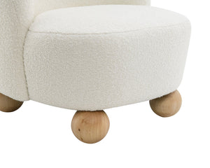 English Elm 1Pc Accent Chair In White Boucle - Curved Back, Wide Seat & Ball Feet For Modern Living Spaces B2741P401987