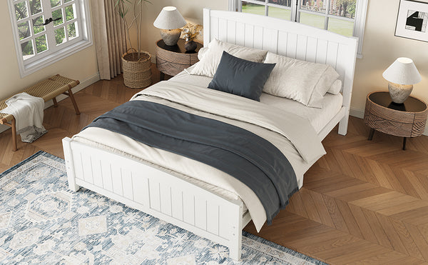 English Elm Queen Solid Wood Platform Bed Frame with Strong Support Slats, No Box Spring Needed, Modern White Finish Light White W1580P374312