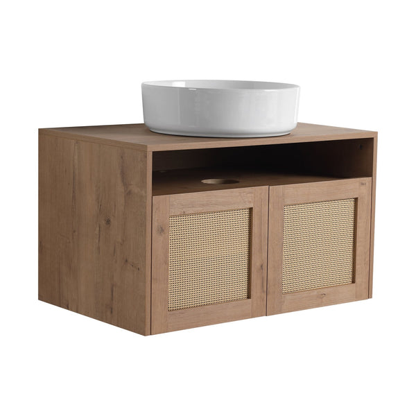 English Elm 30" Bathroom Vanity With Integrated Sink, Soft-Close Doors, & Modern Floating Design For Minimalist Space W999S00397