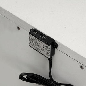 English Elm Classic White Nightstand with 2 Drawers, Solid Wood Accent, Nickel Pulls, Felt Lined Drawer, USB Port B011P230000