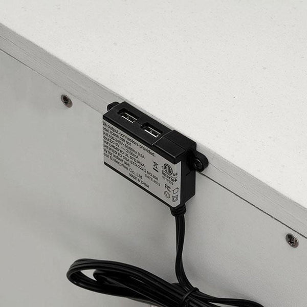 English Elm Classic White Nightstand with 2 Drawers, Solid Wood Accent, Nickel Pulls, Felt Lined Drawer, USB Port B011P230000