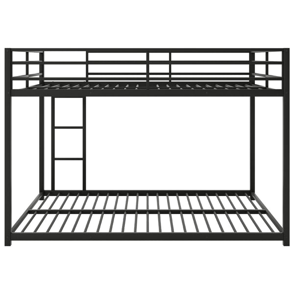 English Elm Full Over Low Profile Steel Bunk Bed with Guardrail and Integrated Ladder Black MF285536AAB