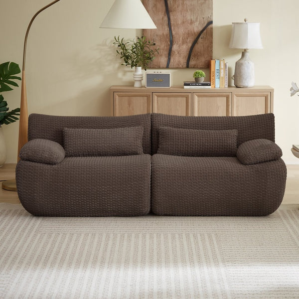English Elm Loveseat Corduroy Cloud Couch Modular Boneless Sofa for Comfortable Living Room Lounging Brown W2339P461285
