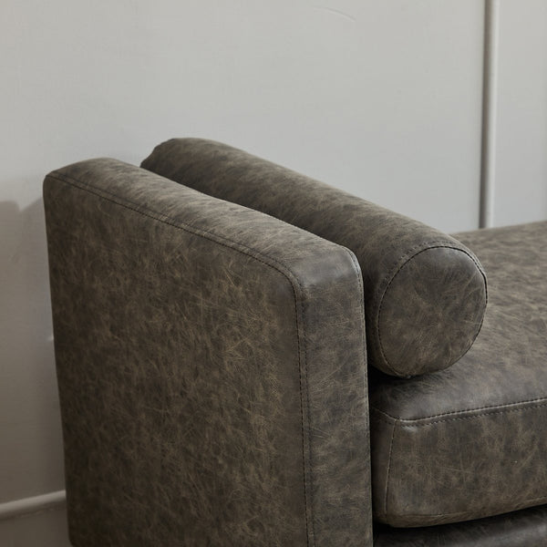 English Elm 66.34"W Elegant Upholstered Bench & Ottoman With Wood Legs, 2 Pillows For Bedroom & Living Room Decor W3188S00016