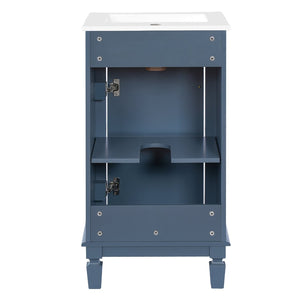 English Elm 18-inch French Country Freestanding Bathroom Vanity Rubberwood Cabinet with Ceramic Sink Blue N710P371187C