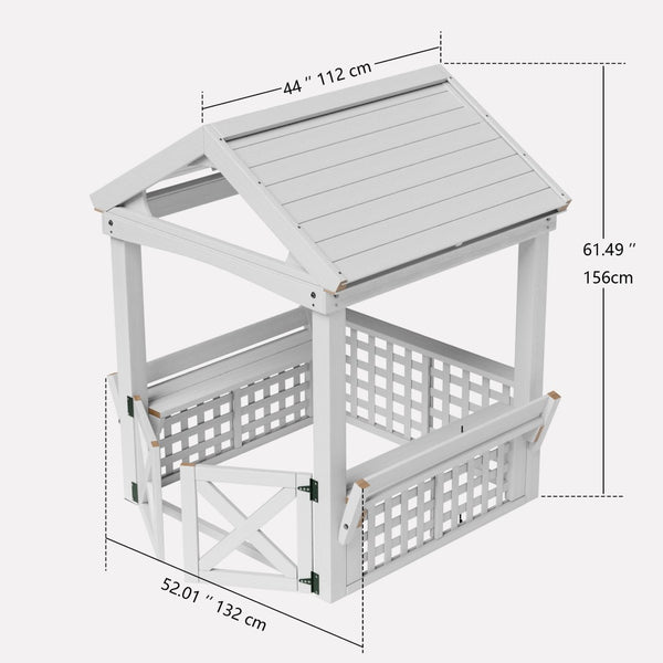 English Elm Modern Cedar Wood Kids Outdoor Playhouse with Waterproof Roof and Built-in Bench W2992P246443