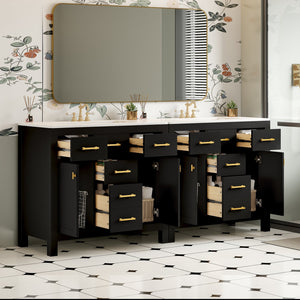 English Elm 72'' Modern Bathroom Vanity Set With Durable Ceramic Sink, Solid Wood Frame, Ample Storage & Style N710SS00011B