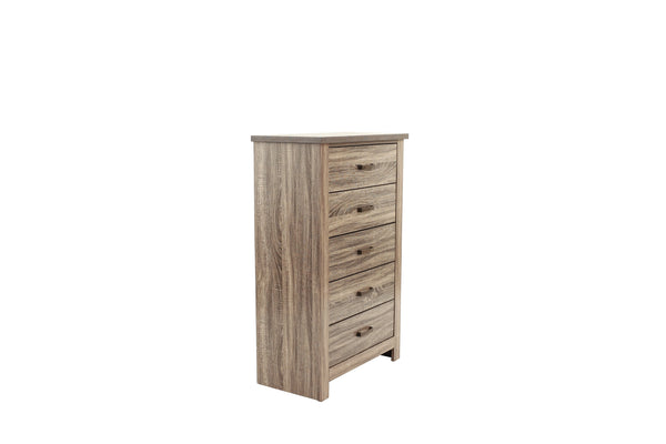 English Elm Natural Retro-Modern Wooden Dresser with Tapered Legs, Weathered Grey-Brown Finish & Black Grooves Natural 35 L x 20 W x 55 H B011P193967