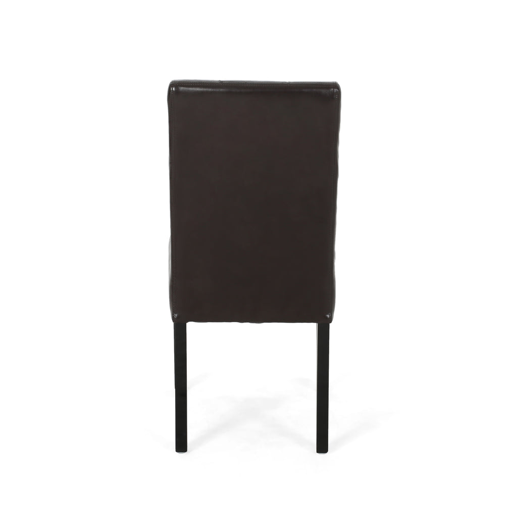 English Elm Christopher Knight Home® - ANGELO Chocolate Tufted Dining Chairs Set of 2 — Buttonless Diamond Stitch Upholstered PU, No Assembly 52600.00PUCBRN