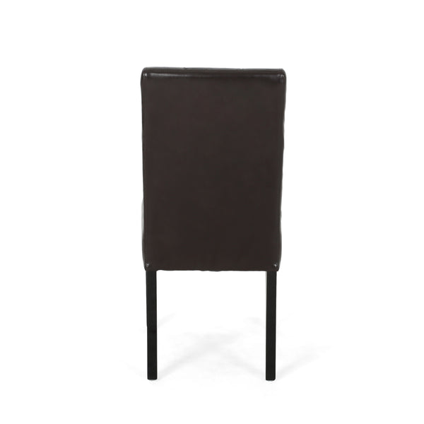 English Elm Christopher Knight Home® - ANGELO Chocolate Tufted Dining Chairs Set of 2 — Buttonless Diamond Stitch Upholstered PU, No Assembly 52600.00PUCBRN