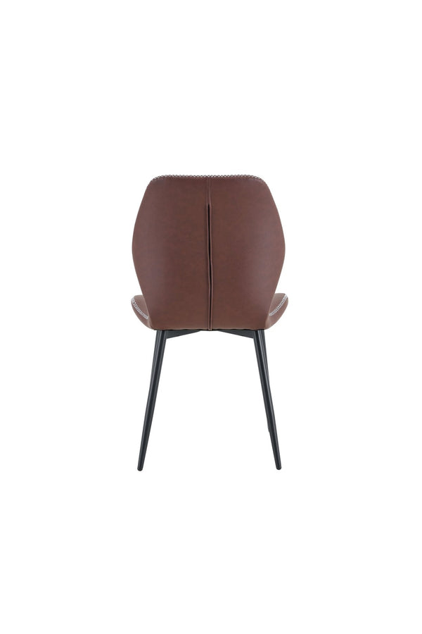 English Elm 4 Retro Fabric Dining Chairs with Cushioned Seats Black Powder Coated Legs for Any Room Reddish-Brown W1151P458012