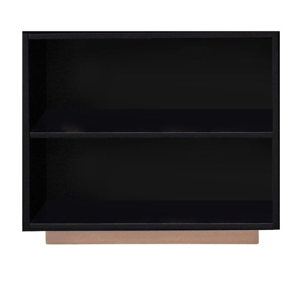 English Elm Vanessa Black & Rose-Gold 2-Compartment Bookshelf — Modern Rubberwood Case, Sturdy Shelves, Stylish Decor Hub B2726P243701
